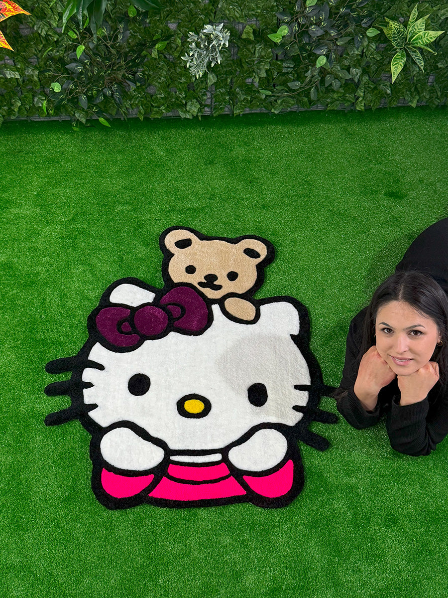 Ayıcık Hello Kitty Ayıcıklı Çocuk Halısı Tufting Halı