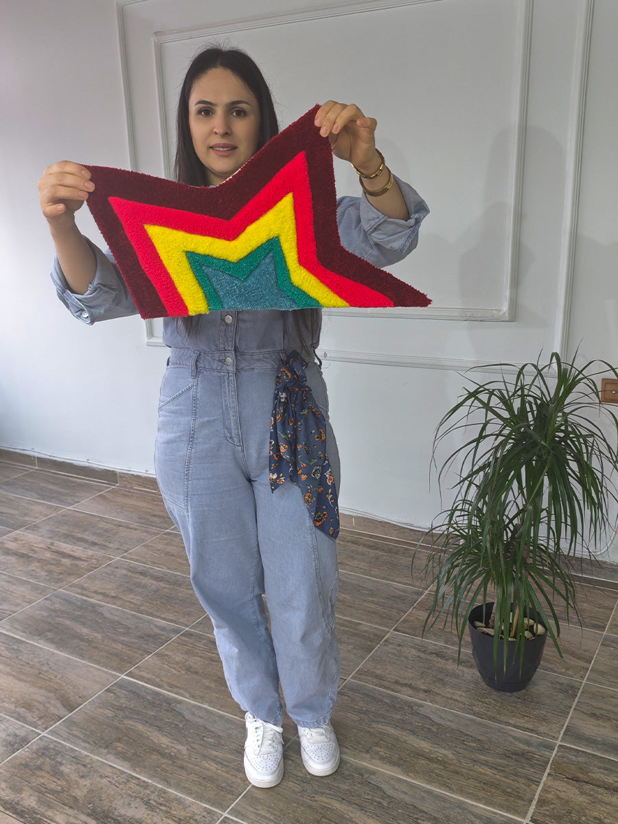 Ayna Önü Halısı - Ayna Önü Kilim Yıldız Tufting Halı