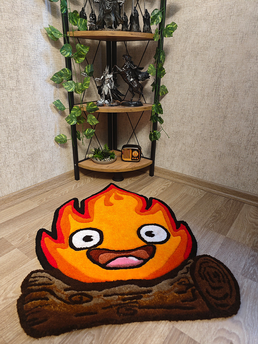 Calcifer Halısı - Sevimli Ateş Kilim Çocuk Halısı Alev Tufting Halı