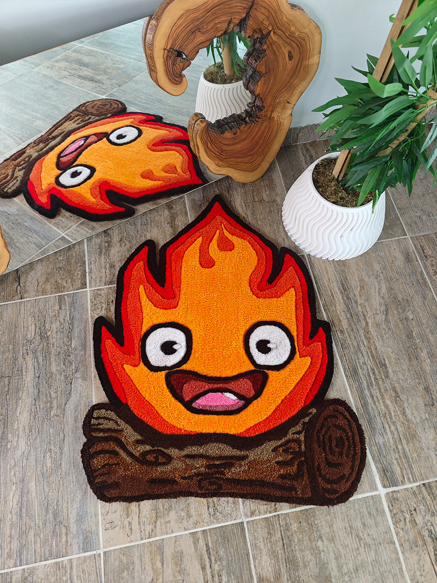 Calcifer Halısı - Sevimli Ateş Kilim Çocuk Halısı Alev Tufting Halı