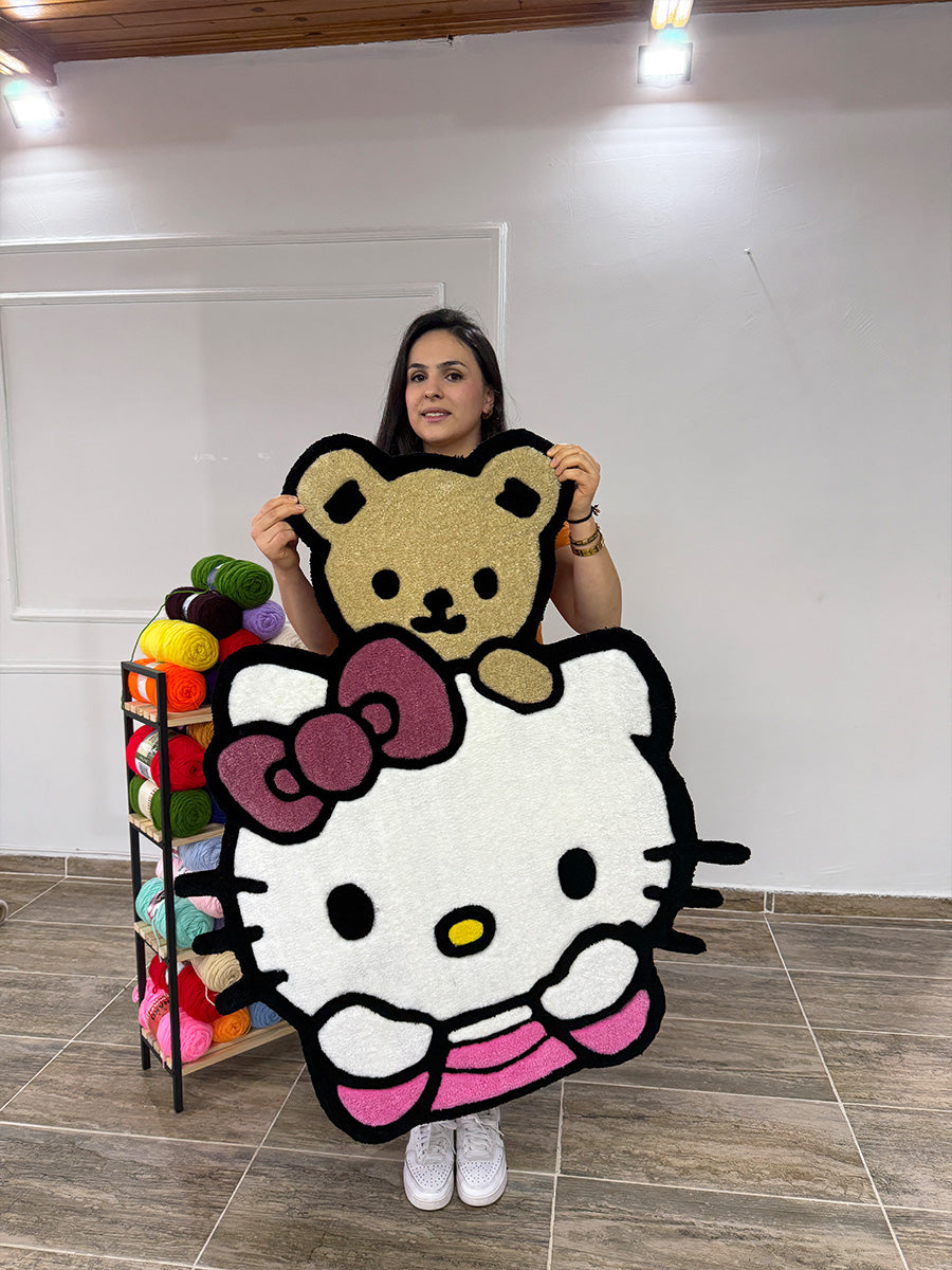 Hello Kitty Halı Ayıcıklı Kilim Çocuk Halısı Tufting Halısı
