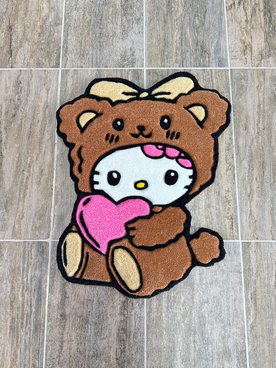 Hello Kitty li Halı Ayıcıklı Çocuk Halısı Tufting Halısı Kahverengi