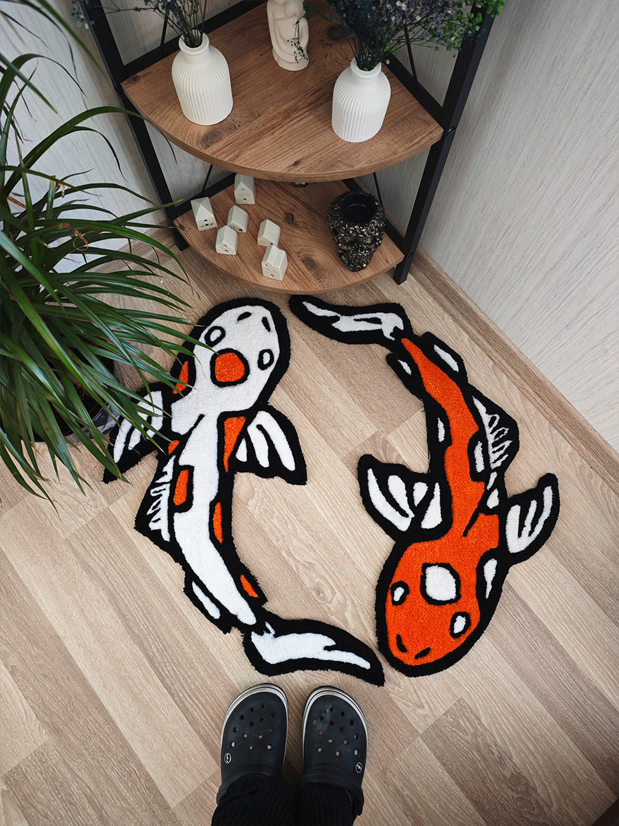 Koi Balığı Halısı - Japon Balığı Kilim Tufting Halı