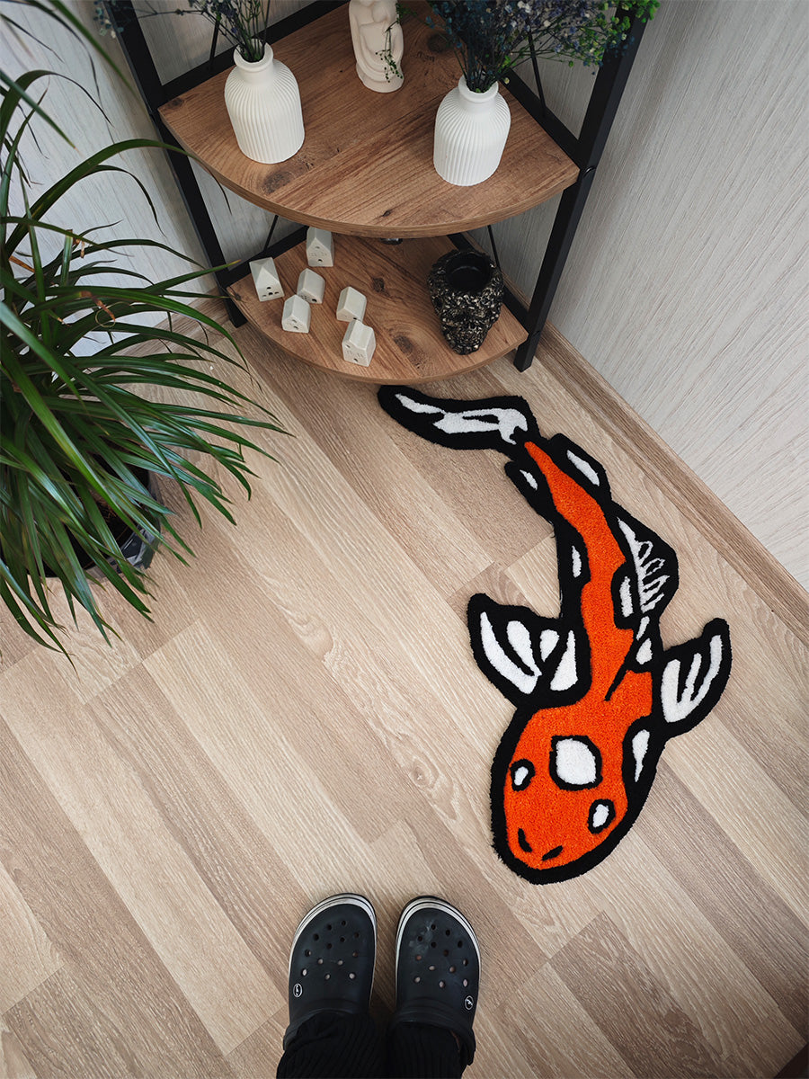 Koi Balığı Halı - Japon Balığı Kilim Tufting Halısı