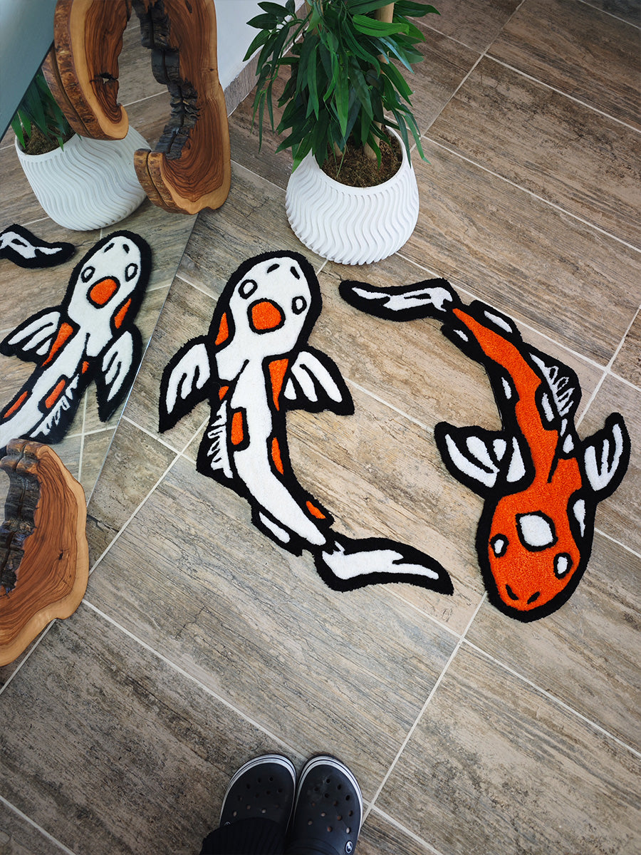 Koi Balığı Halısı - Japon Balığı Kilim Tufting Halı