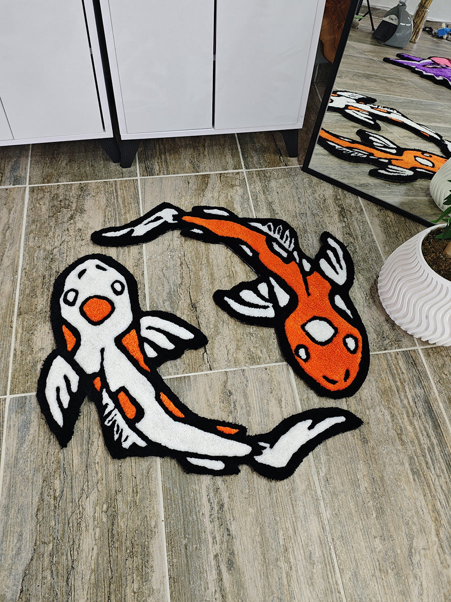 Koi Balığı Halısı - Japon Balığı Kilim Tufting Halı
