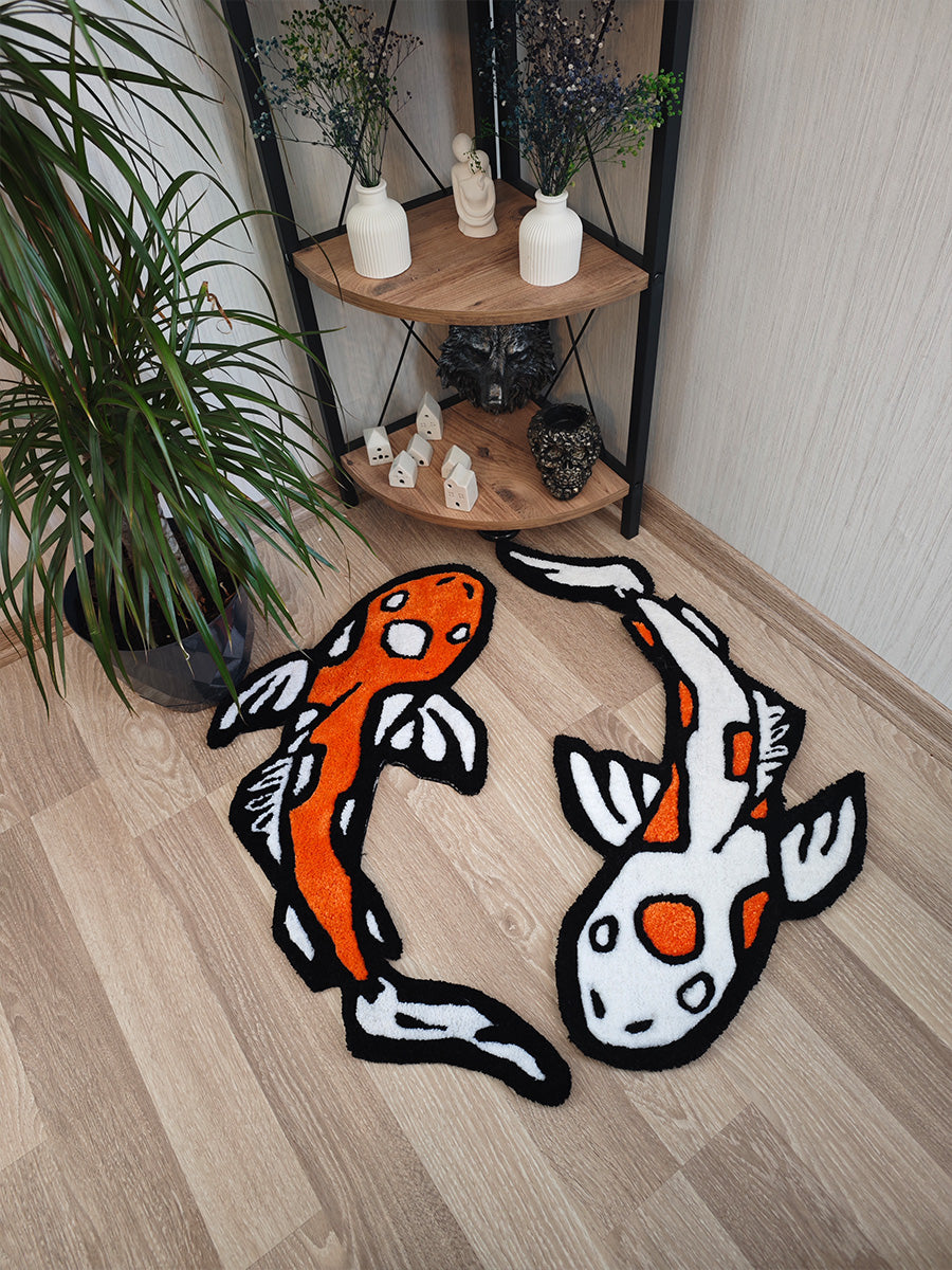 Koi Balığı Halısı - Japon Balığı Kilim Tufting Halı