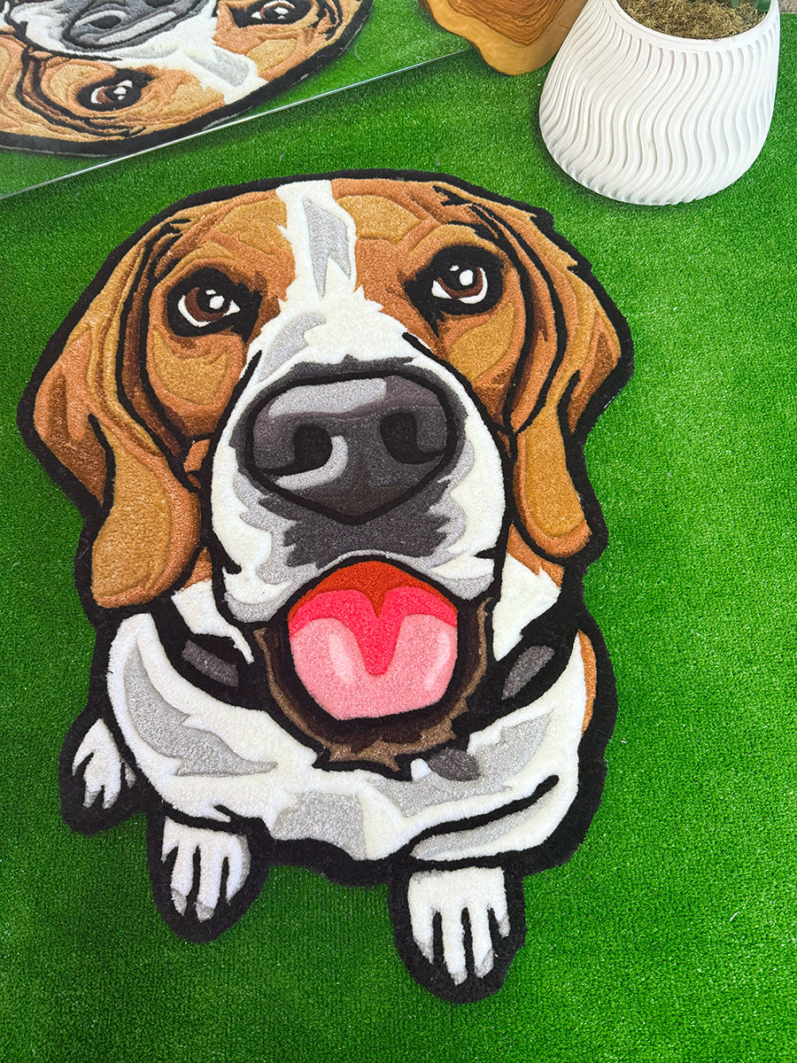 Köpek Desenli Halı Köpek Portre Halı Tufting Halısı