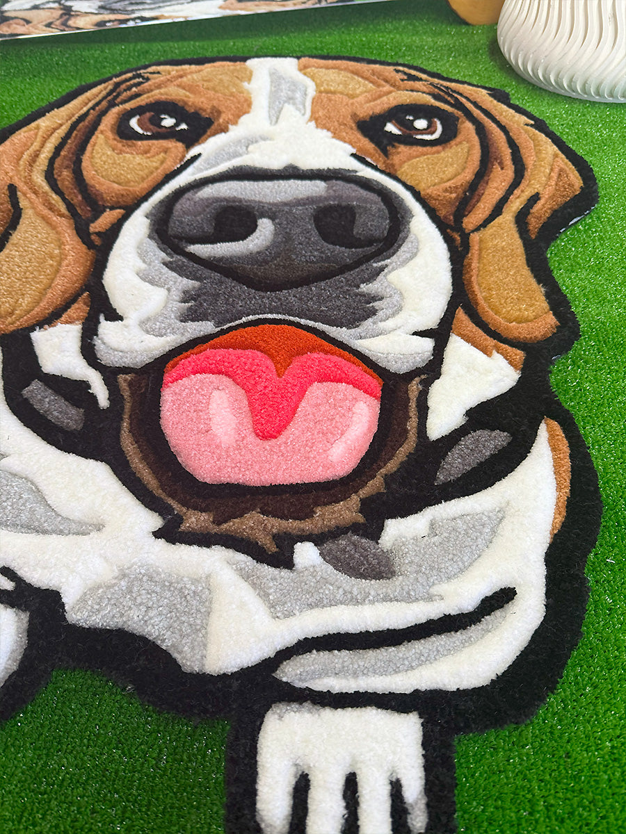 Köpek Desenli Halı Köpek Portre Halı Tufting Halısı