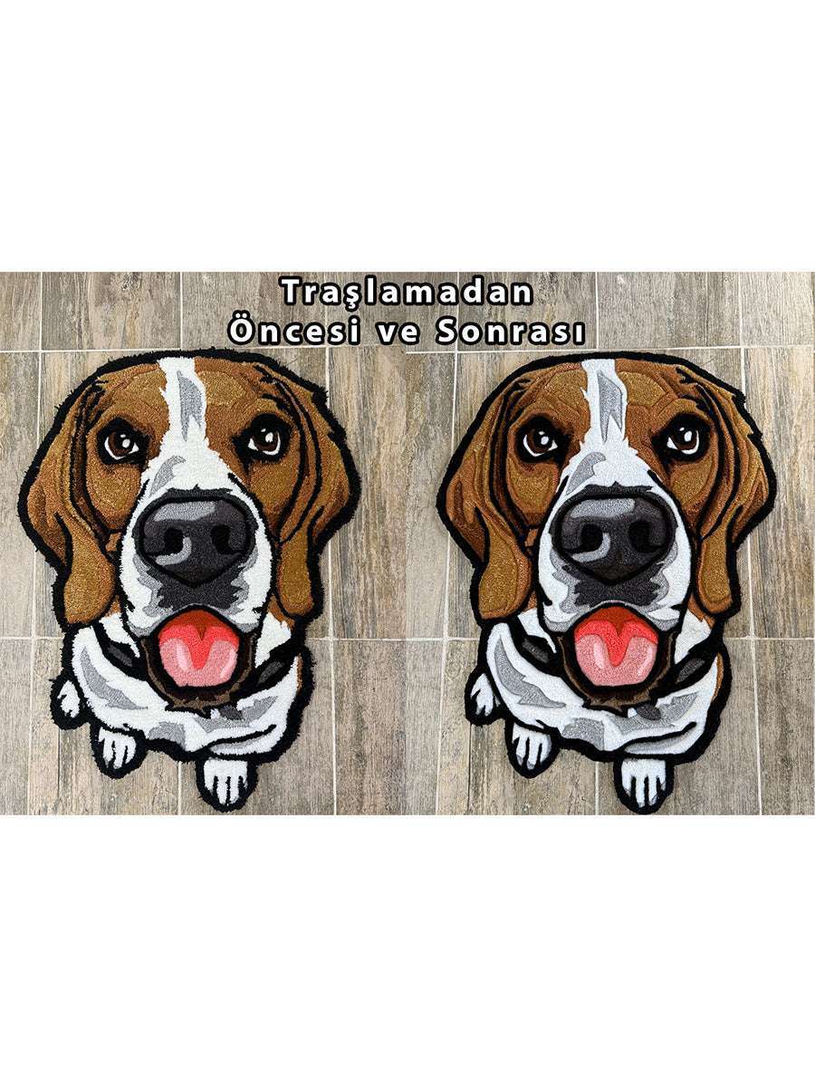 Köpek Desenli Halı Köpek Portre Halı Tufting Halısı