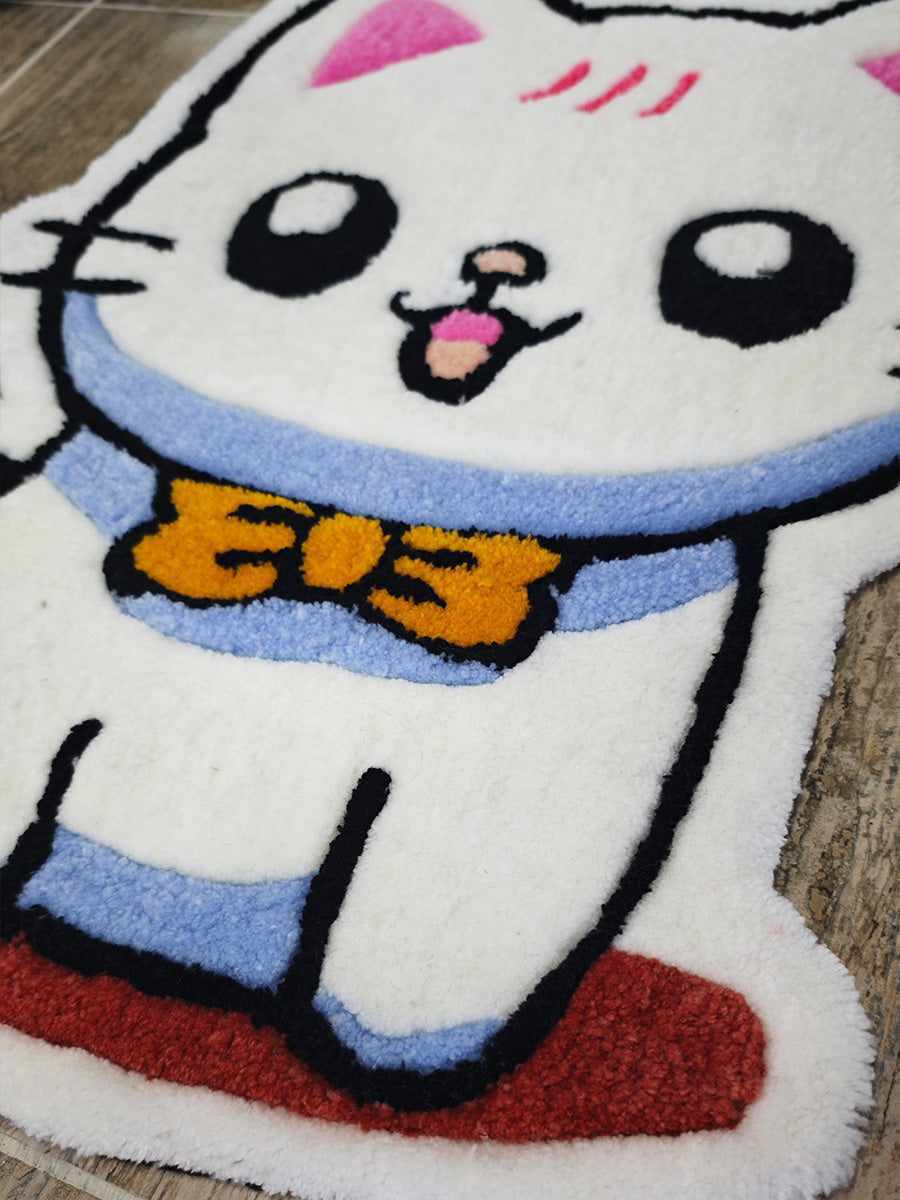 Maneki Kedi Halısı Şans Kedisi Neko Kilim Tufting Halı