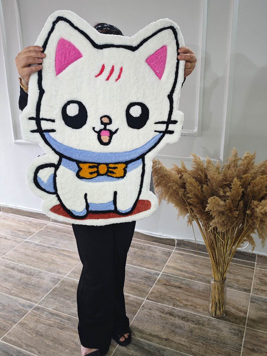 Maneki Kedi Halısı Şans Kedisi Neko Kilim Tufting Halı