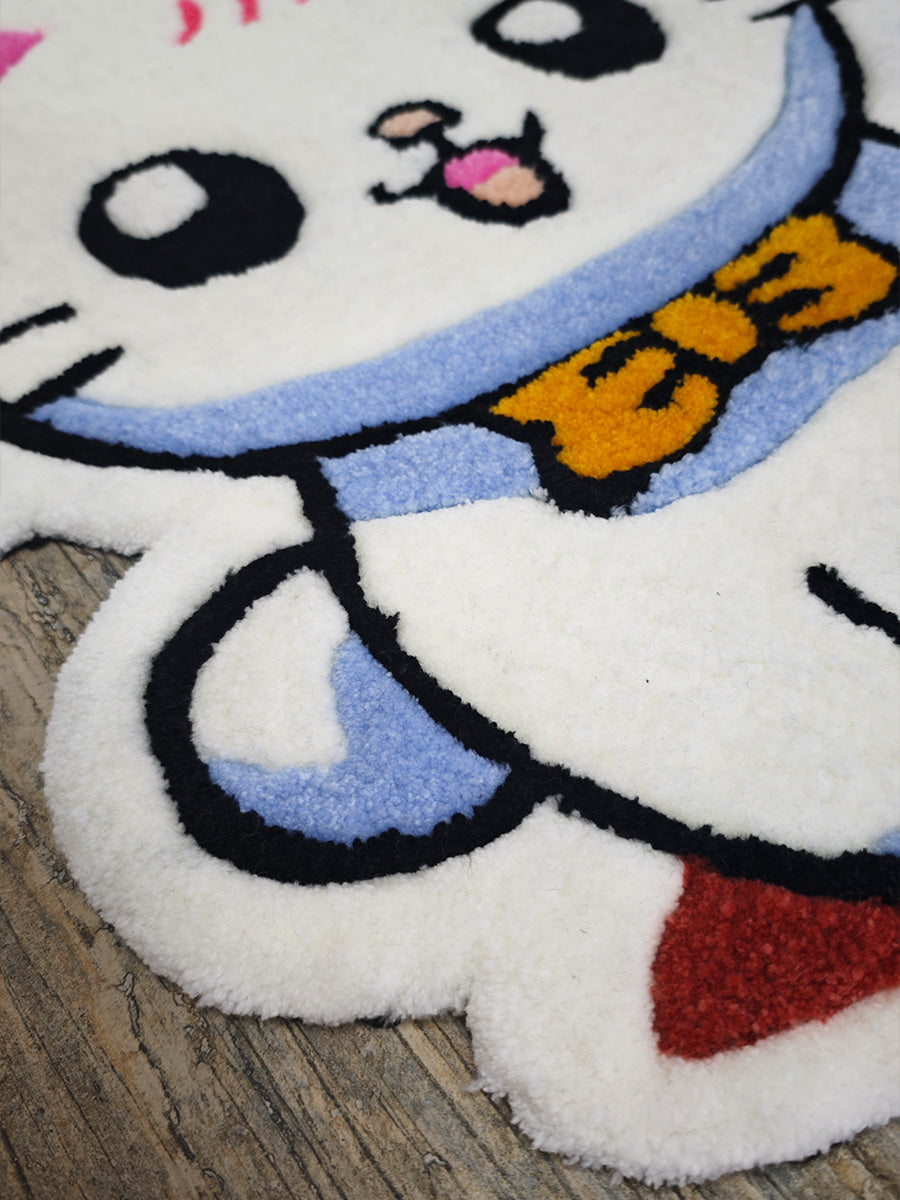 Maneki Kedi Halısı Şans Kedisi Neko Kilim Tufting Halı