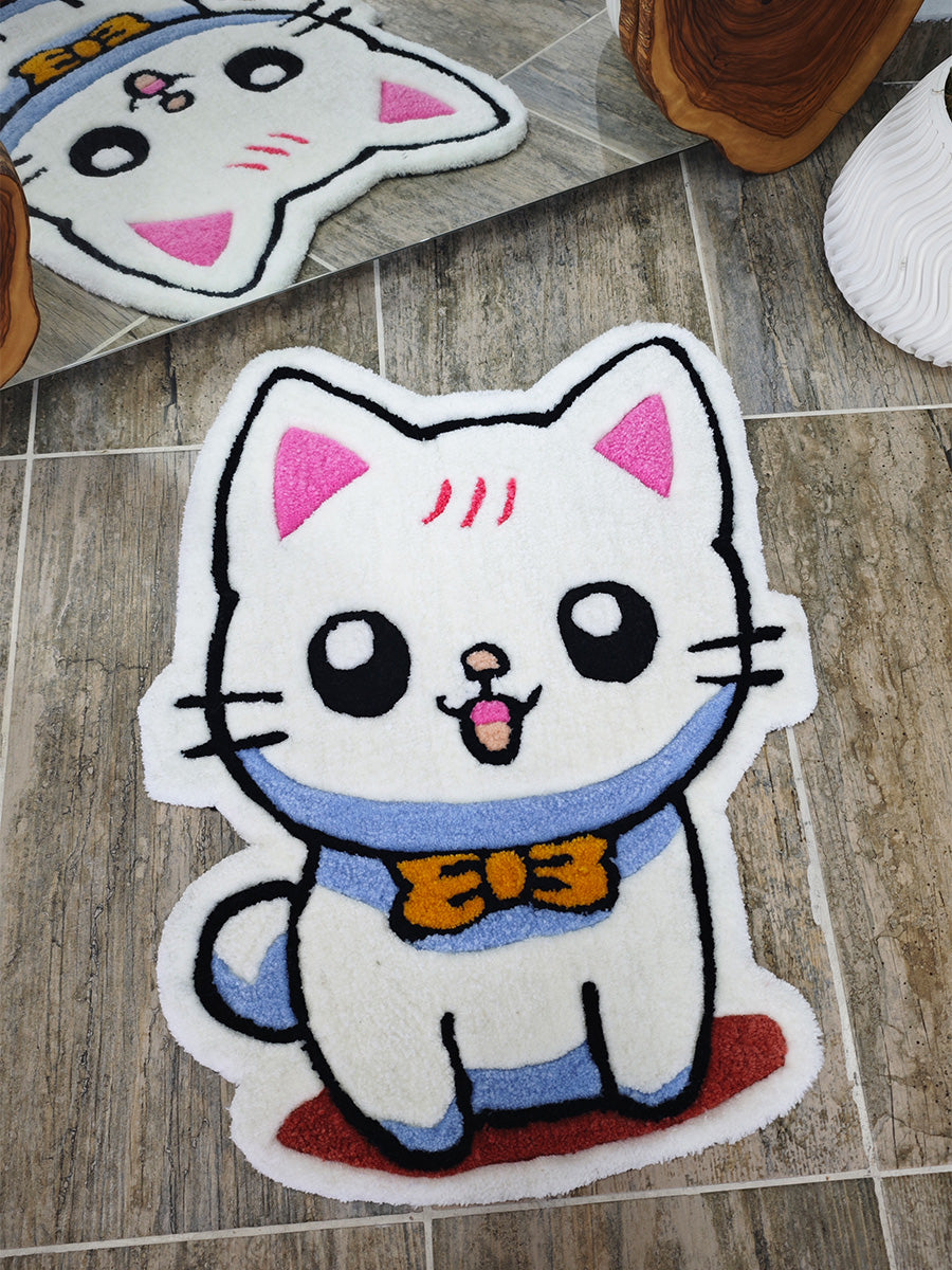 Maneki Kedi Halısı Şans Kedisi Neko Kilim Tufting Halı