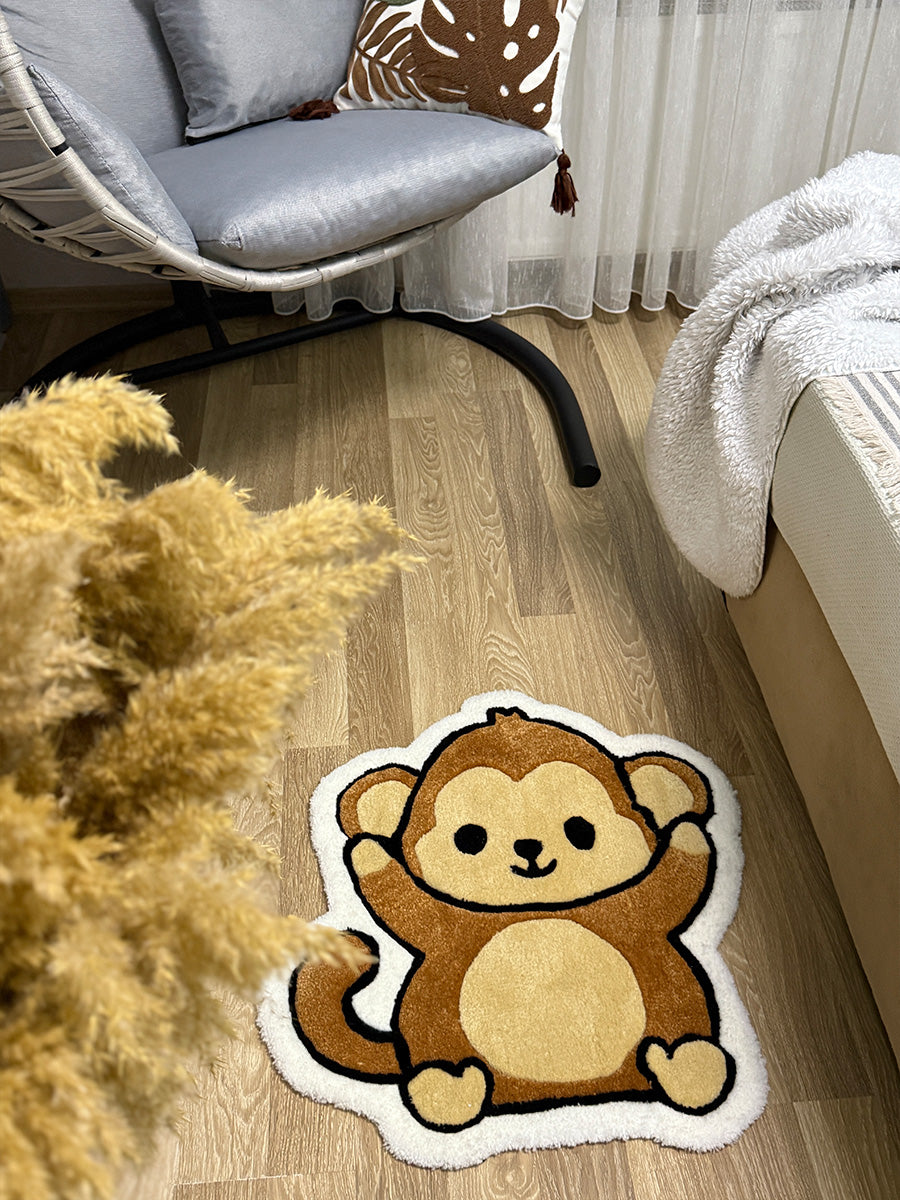 Maymun Halısı Sevimli Kilim Çocuk Odası Tufting Halı