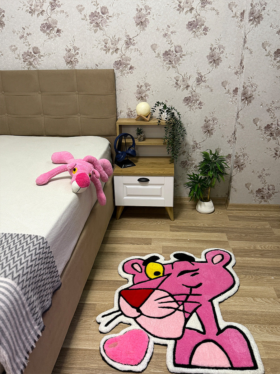 Pembe Panter Halı Çocuk Odası Halısı Tufting Halısı