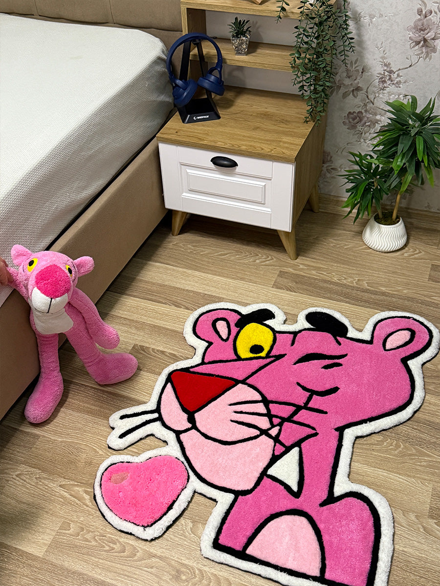 Pembe Panter Halı Çocuk Odası Halısı Tufting Halısı