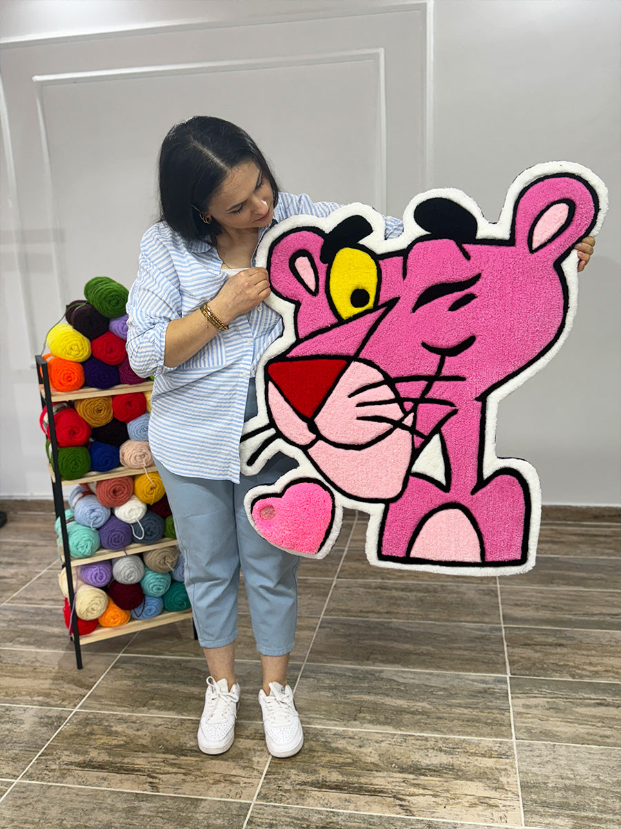 Pembe Panter Halı Çocuk Odası Halısı Tufting Halısı