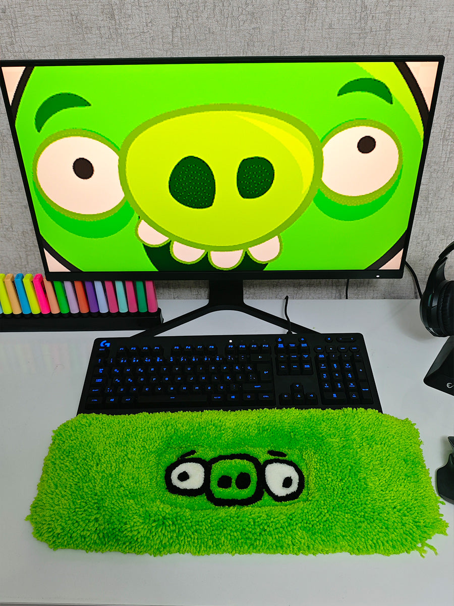 Pig Angry Birds Mousepad Tufting Yumuşak Klavye Mouse pad Yeşil