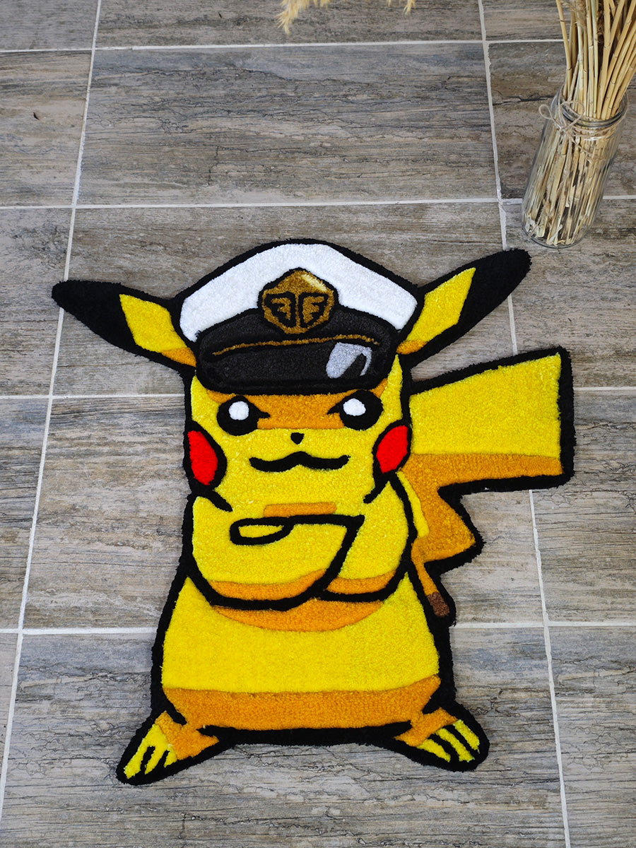 Kaptan Pikachu Halı Pokemon Halı Pikachu Tufting Halısı