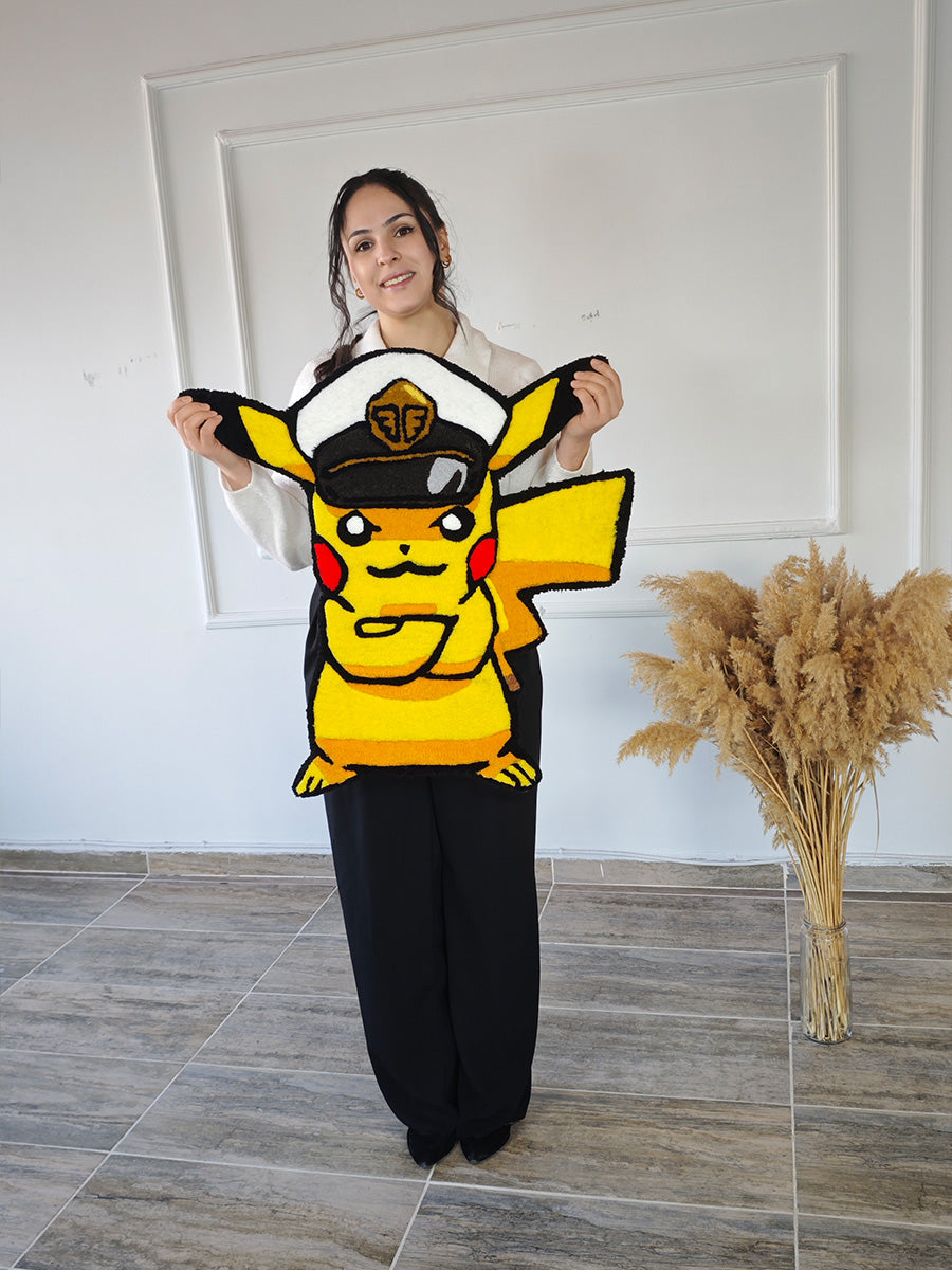 Kaptan Pikachu Halı Pokemon Halı Pikachu Tufting Halısı
