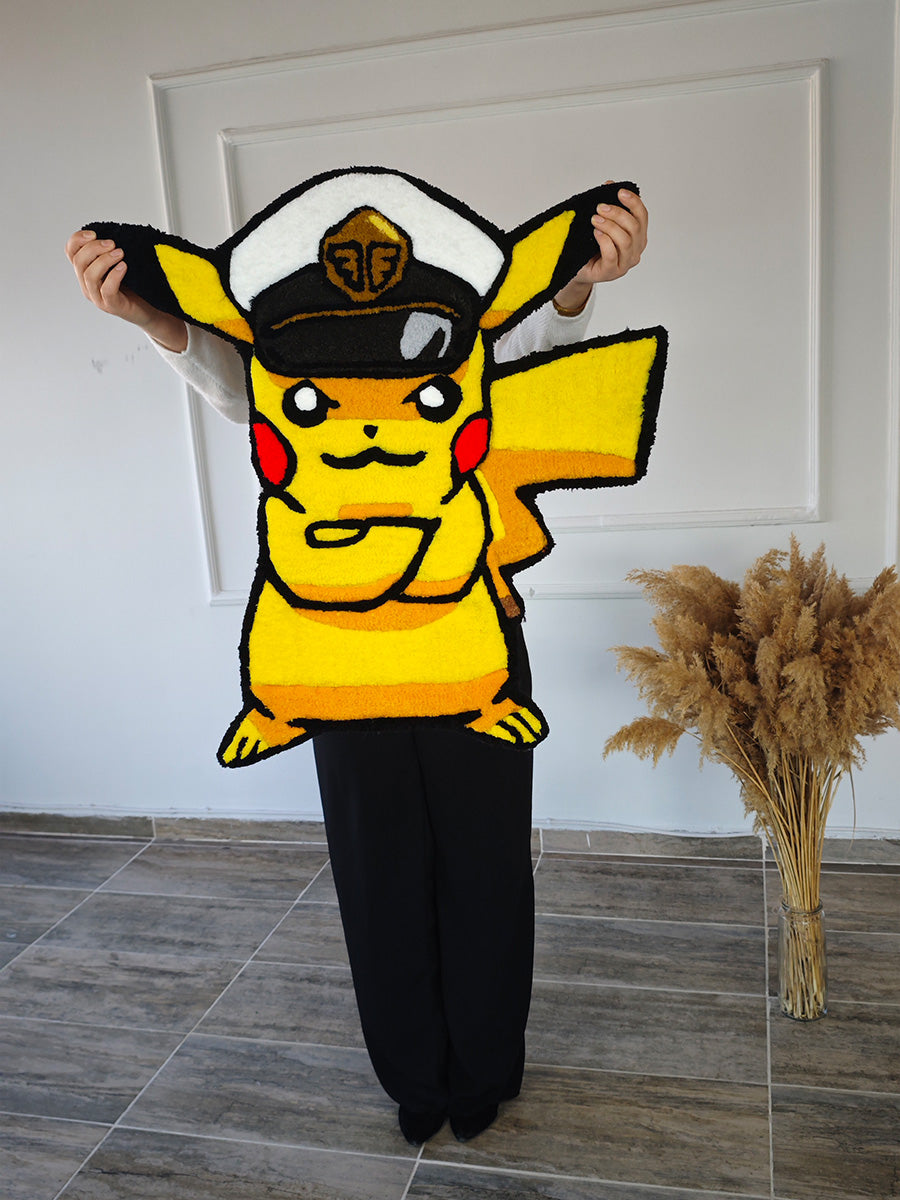 Kaptan Pikachu Halı Pokemon Halı Pikachu Tufting Halısı