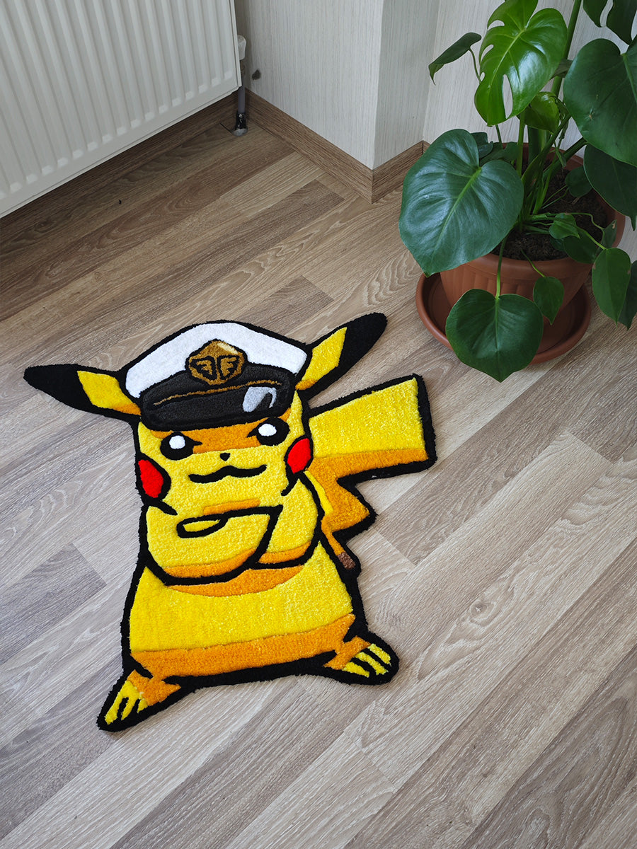 Kaptan Pikachu Halı Pokemon Halı Pikachu Tufting Halısı