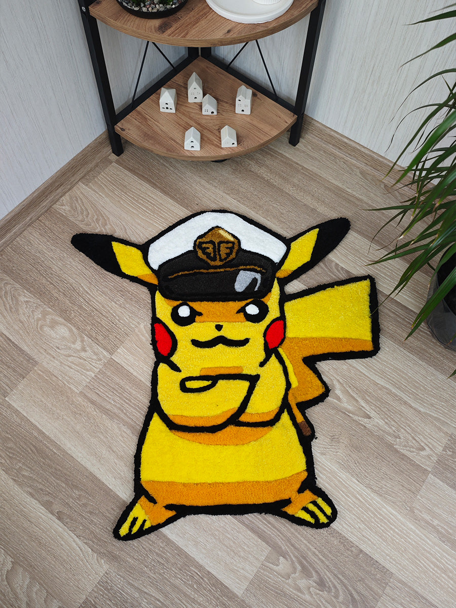 Kaptan Pikachu Halı Pokemon Halı Pikachu Tufting Halısı