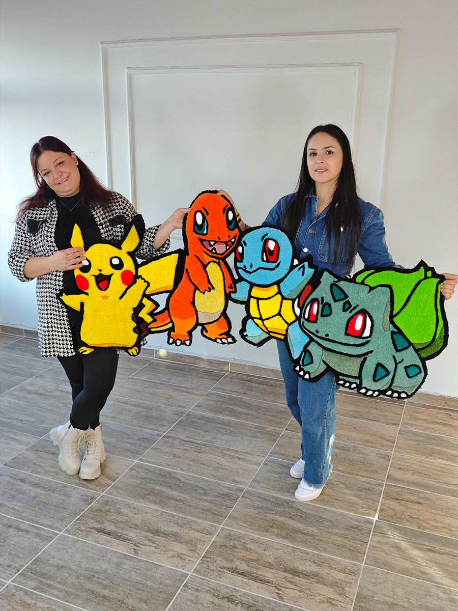 Pokemon Halı - Pokemon Halısı Kilim Tufting Halısı 4lü