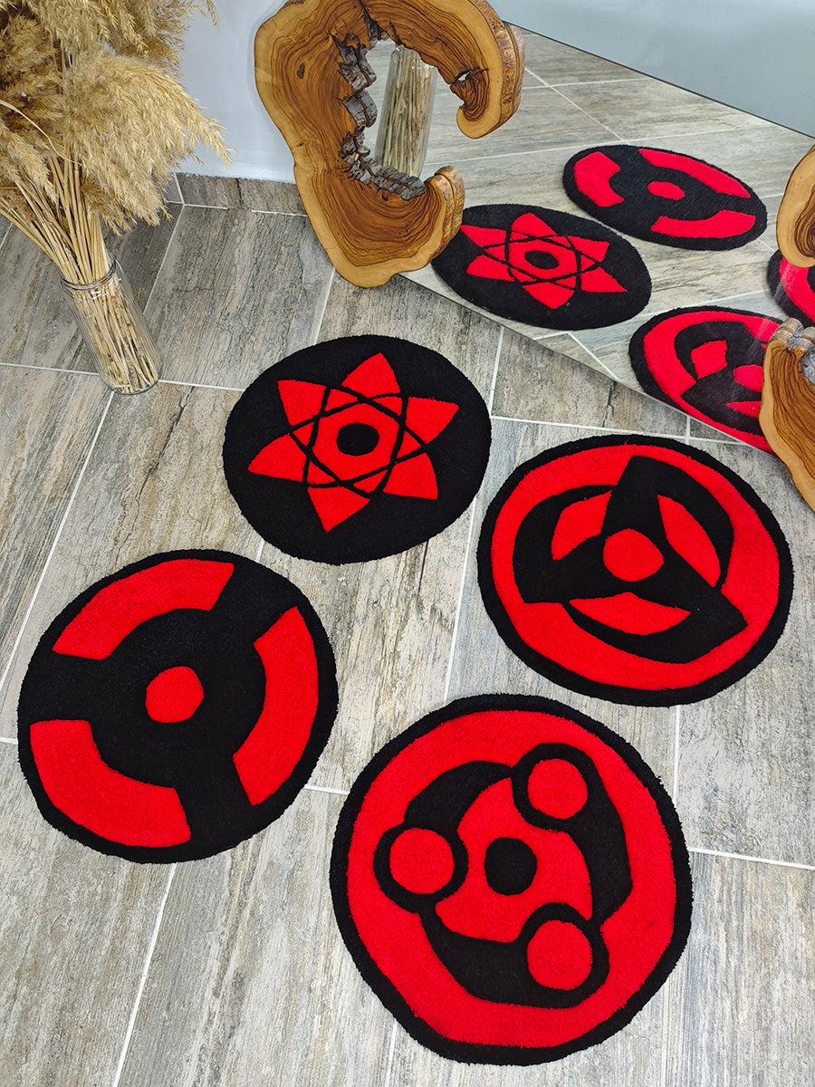 Sharingan Halıları - Uchiha Klanı Naruto Tufting Halısı 7 Adet
