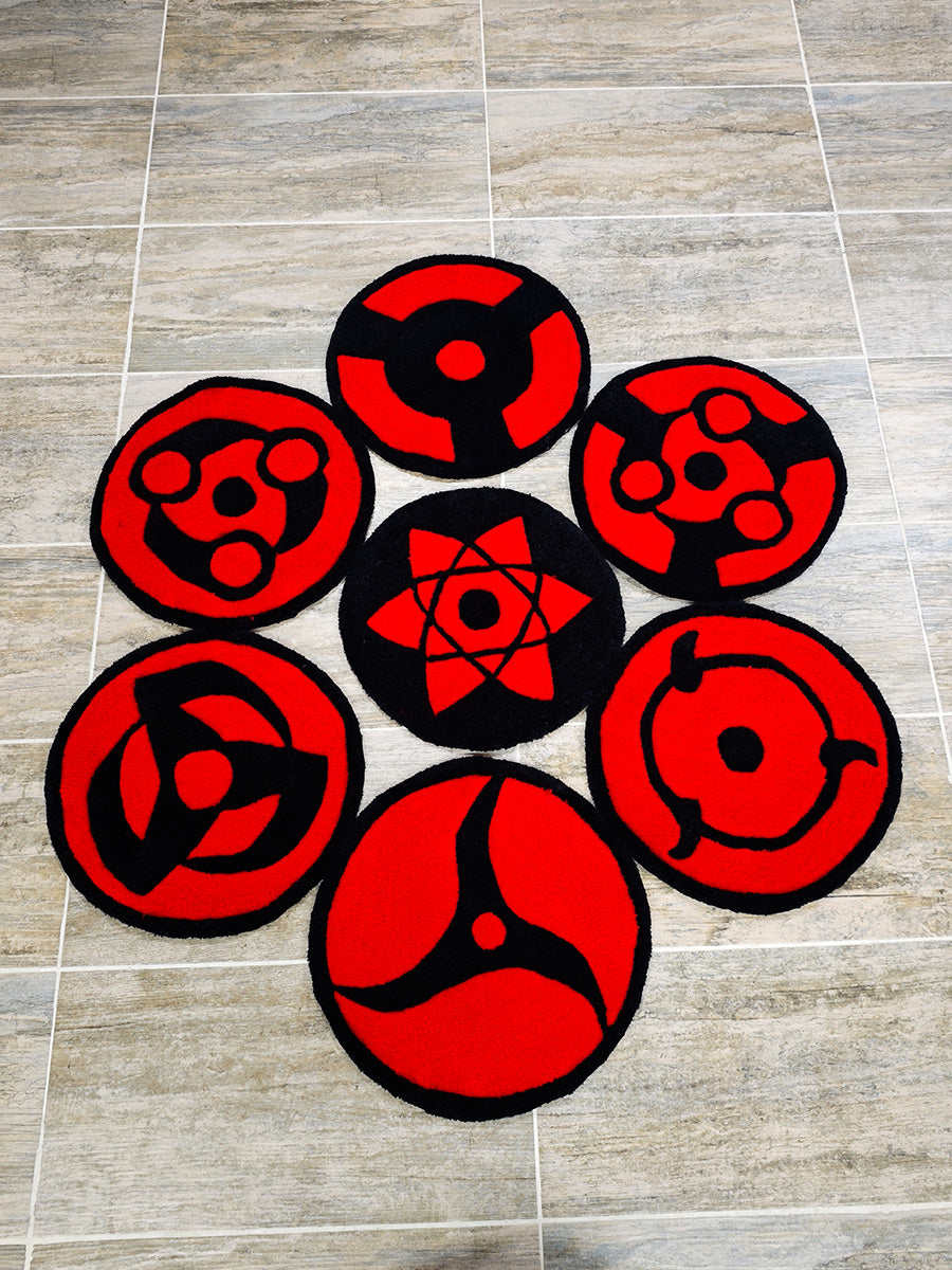 Sharingan Halıları - Uchiha Klanı Naruto Tufting Halısı 7 Adet