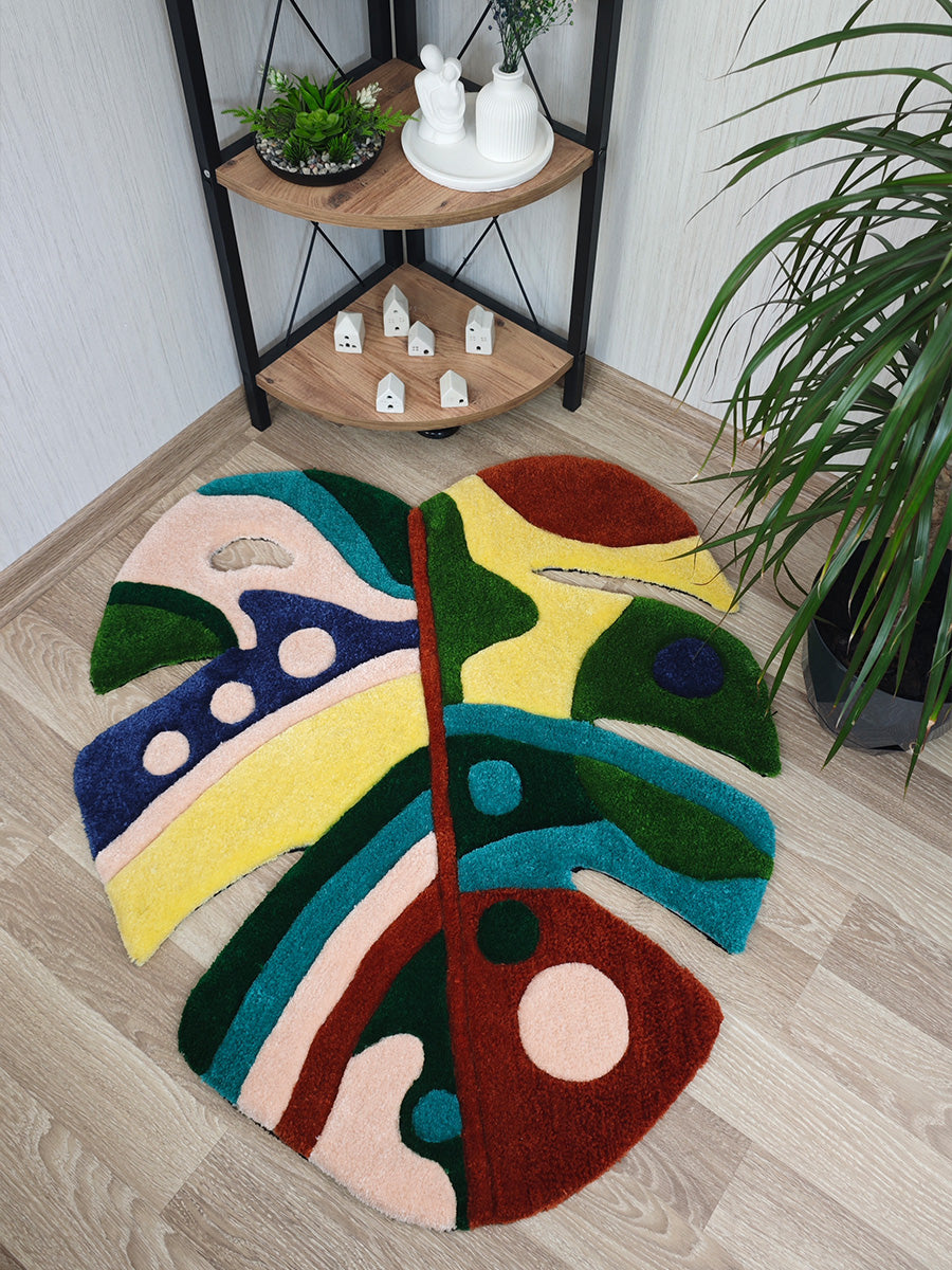 Yaprak Desenli Tufting Halısı Yaprak Halı Tufting Halı