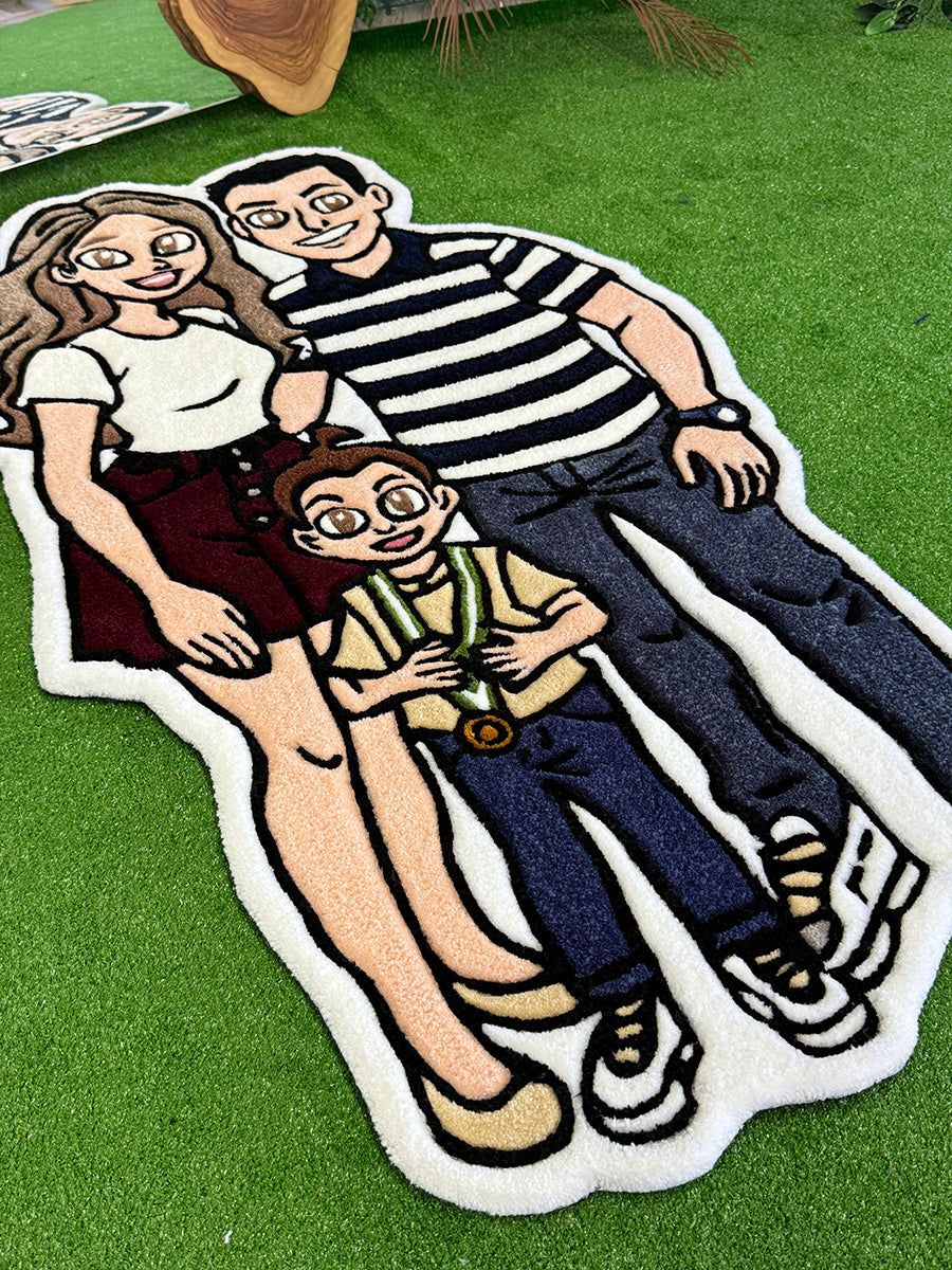 FAMORA 3-Person Family Portrait | Handmade Tufted Rug