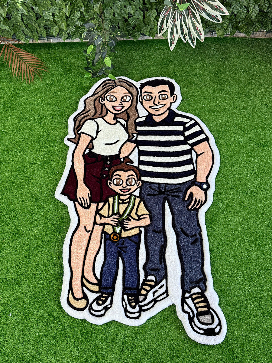 FAMORA 3-Person Family Portrait | Handmade Tufted Rug