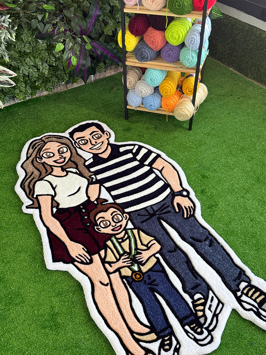 FAMORA 3-Person Family Portrait | Handmade Tufted Rug