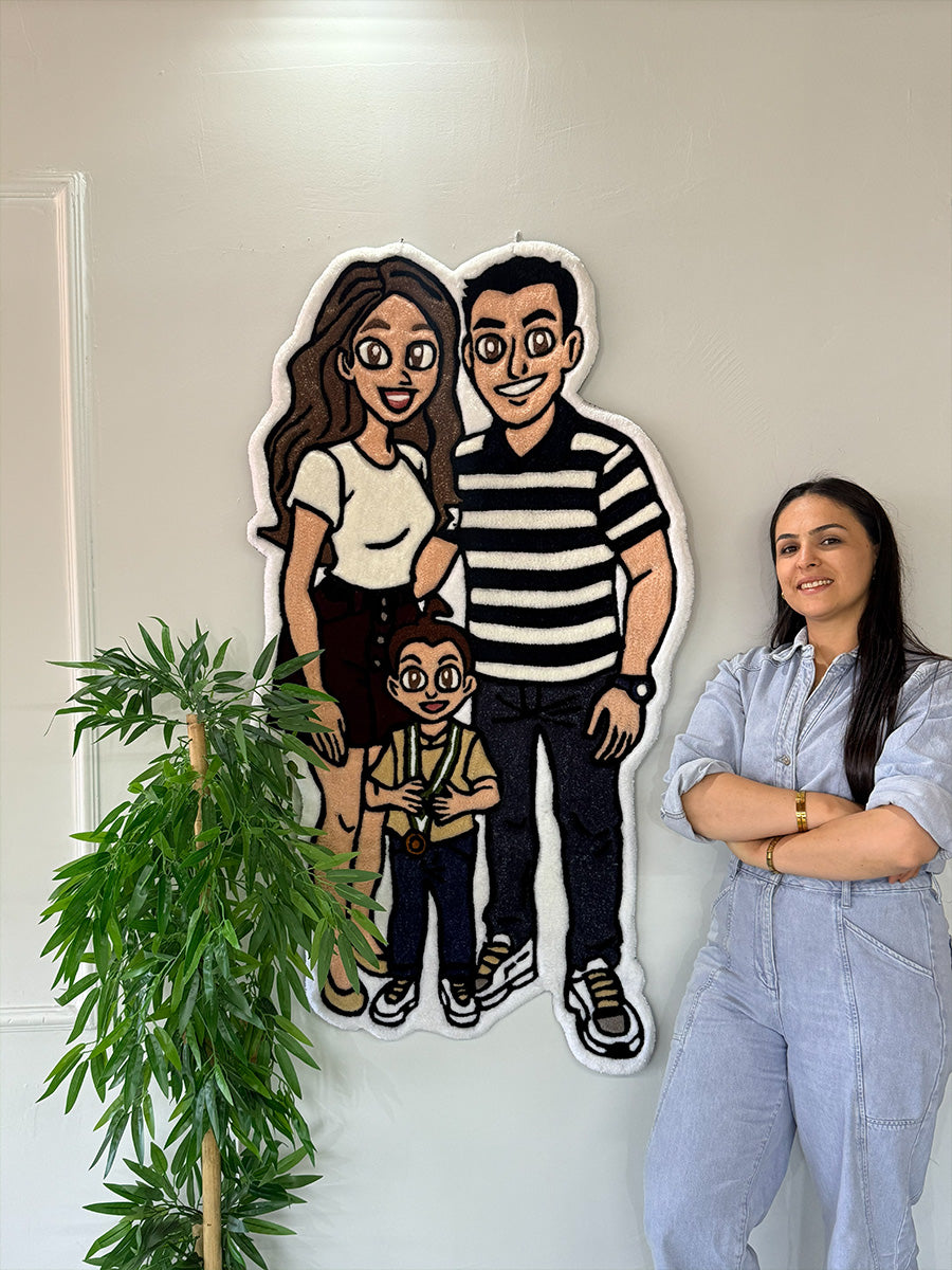 FAMORA 3-Person Family Portrait | Handmade Tufted Rug