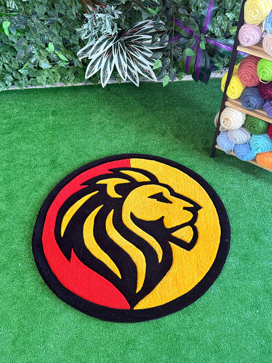 Aslan Taraftar Tufting Halısı - Sarı Kırmızı Aslan Halı