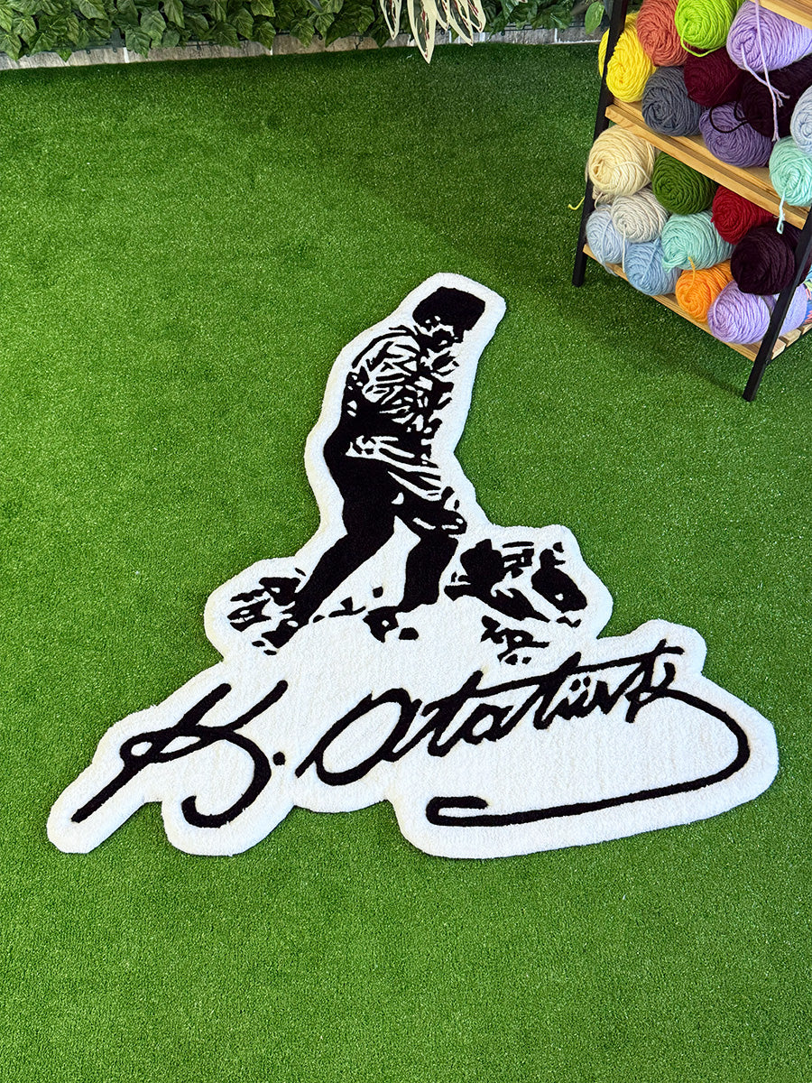 Atatürk Duvar Halısı Tufting Halı - Kemal Atatürk İmzası