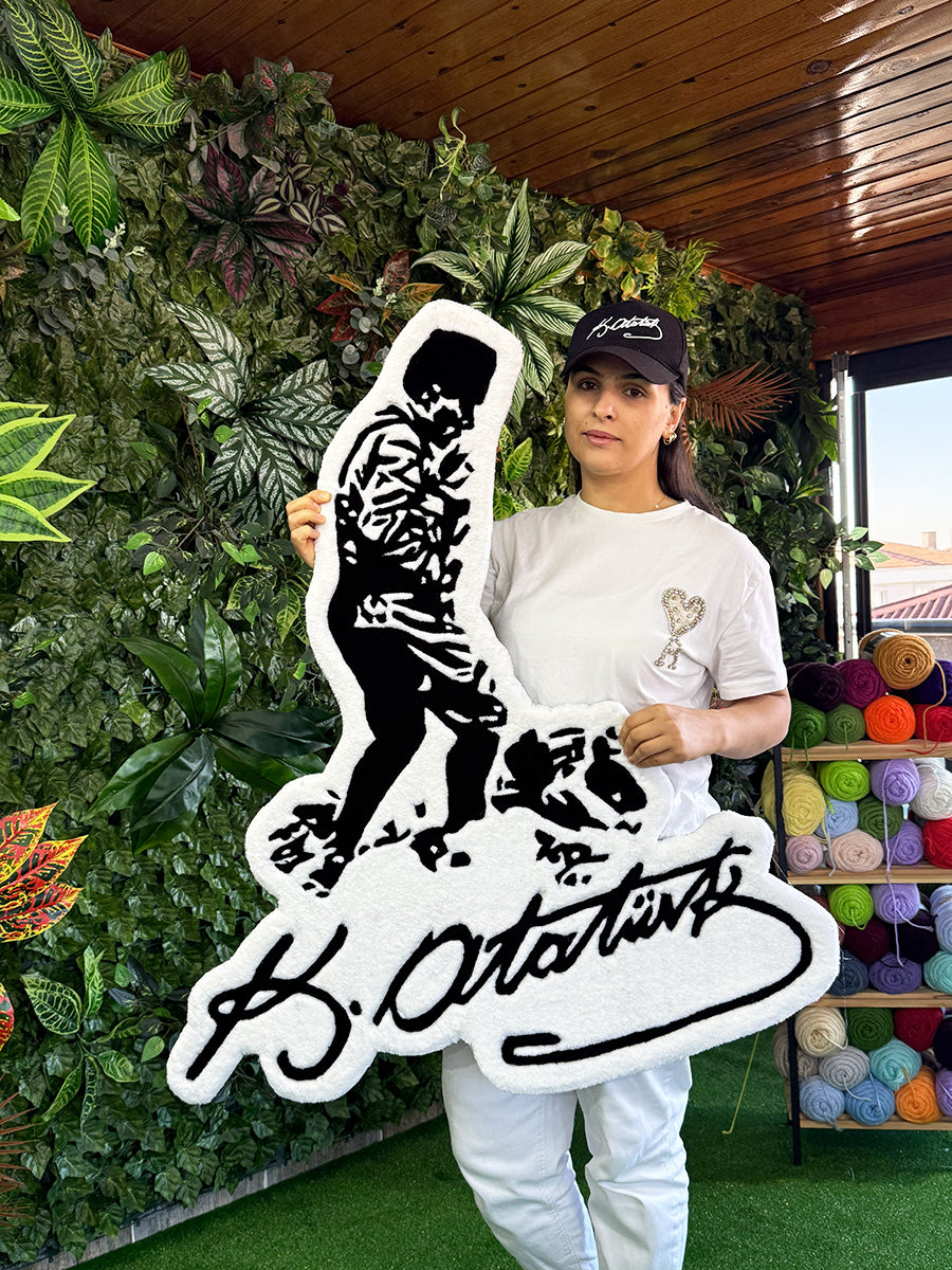 Atatürk Duvar Halısı Tufting Halı - Kemal Atatürk İmzası