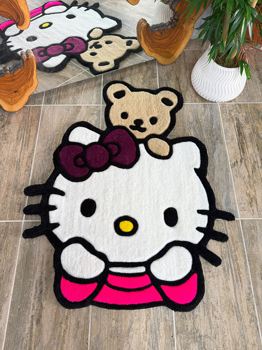 Ayıcık Hello Kitty Ayıcıklı Çocuk Halısı Tufting Halı