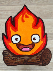 Calcifer Halısı - Sevimli Ateş Kilim Çocuk Halısı Alev Tufting Halı (70x70 cm) Outlet Fırsatı
