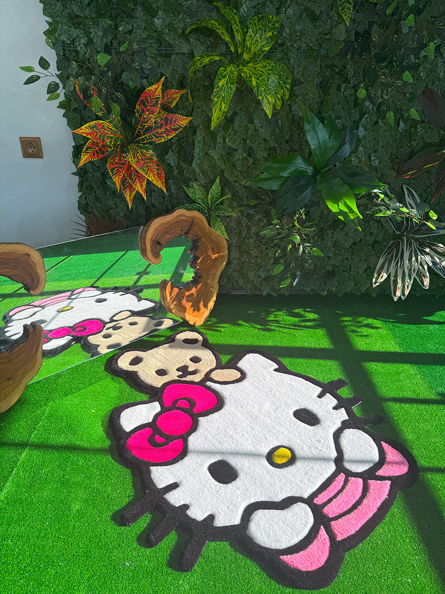 Hello Kitty Duvar Halısı Ayıcıklı Çocuk Halısı Tufting Halı