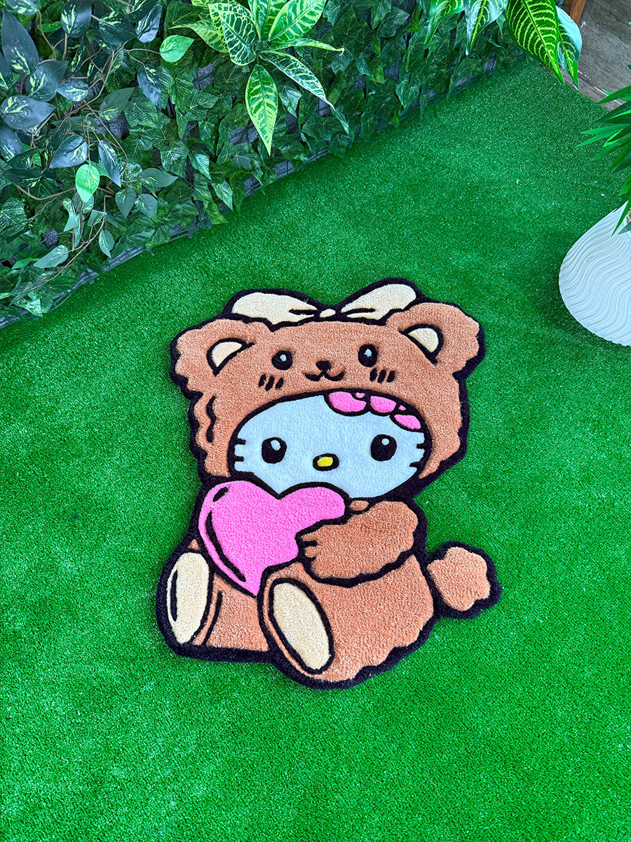 Hello Kitty li Halı Ayıcıklı Çocuk Halısı Tufting Halısı Kahverengi