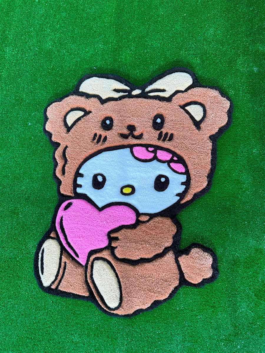 Hello Kitty li Halı Ayıcıklı Çocuk Halısı Tufting Halısı Kahverengi