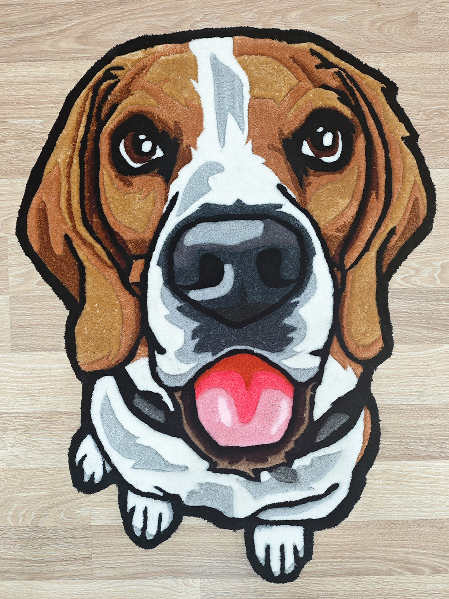 Köpek Desenli Halı Köpek Portre Halı Tufting Halısı (90x65 cm) Outlet Fırsatı