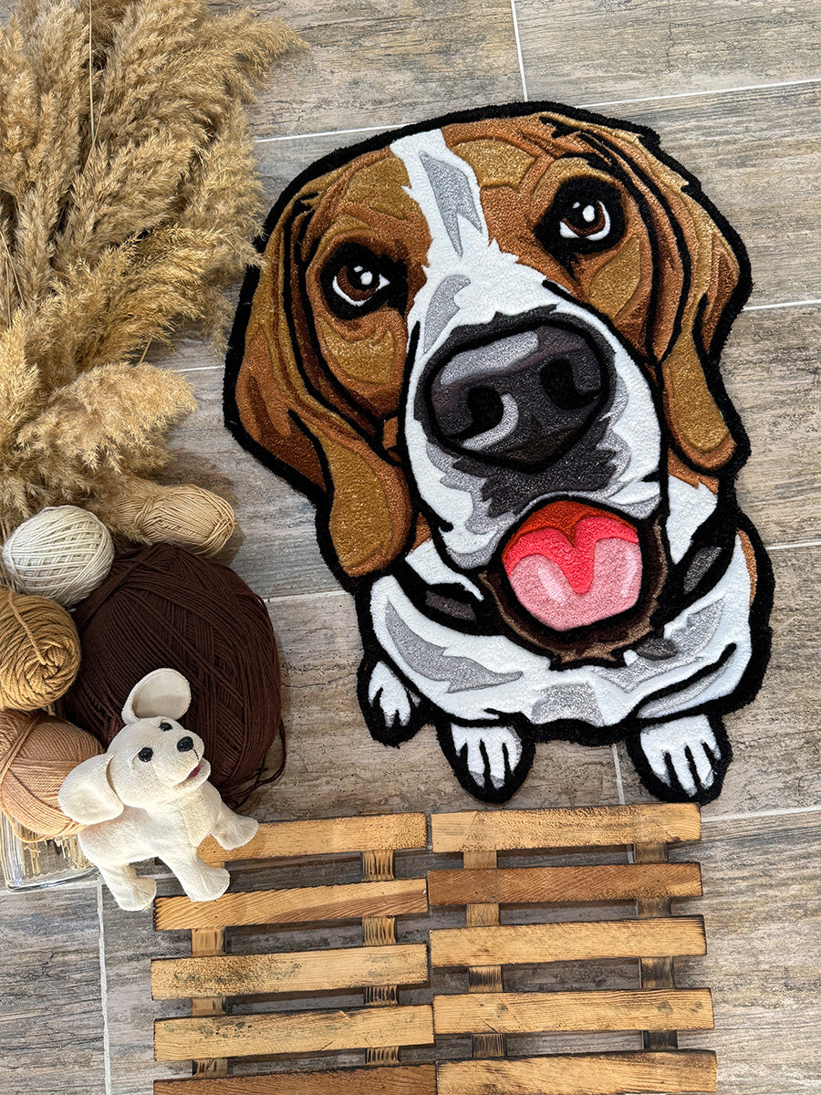 Köpek Desenli Halı Köpek Portre Halı Tufting Halısı
