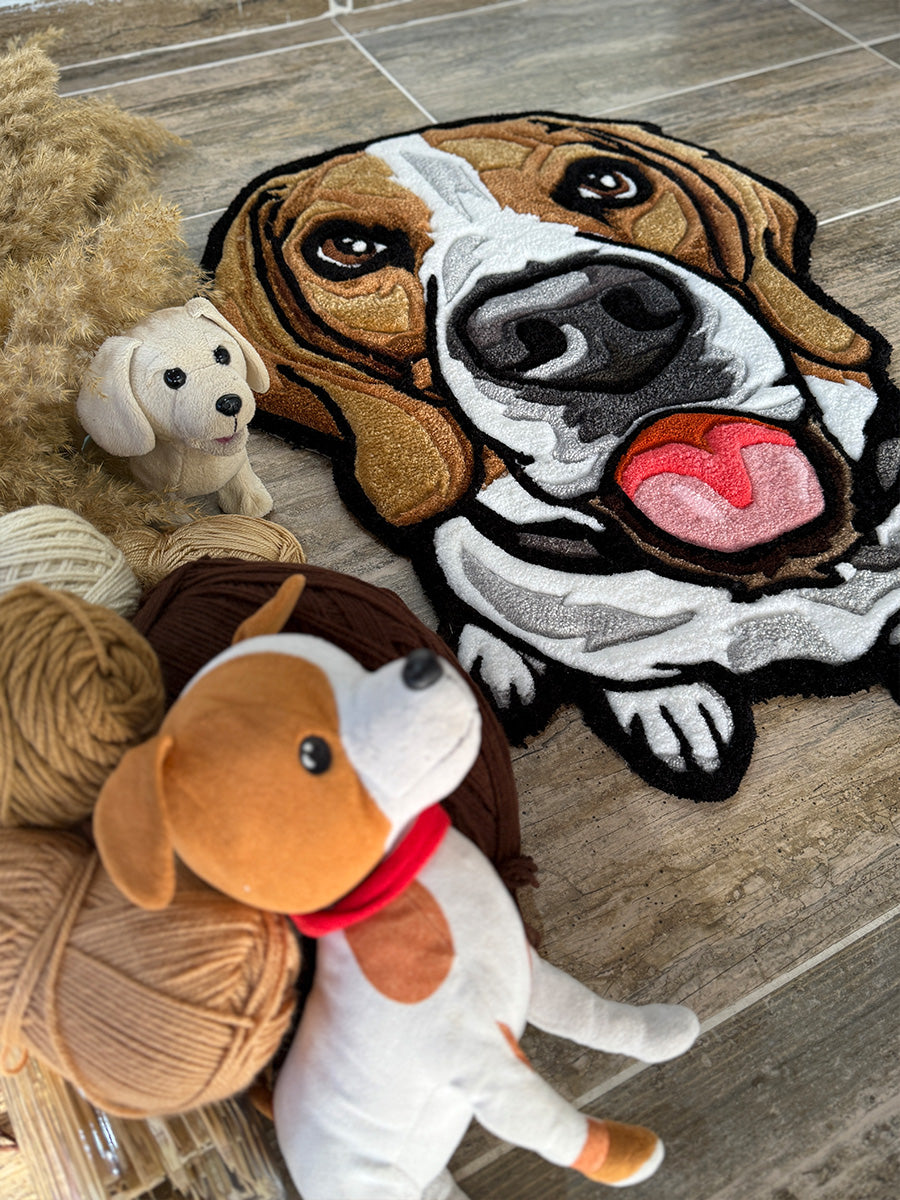 Köpek Desenli Halı Köpek Portre Halı Tufting Halısı