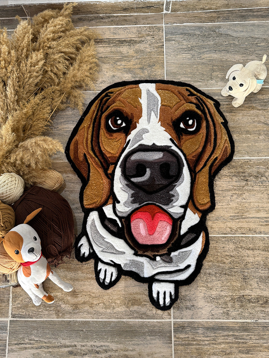 Köpek Desenli Halı Köpek Portre Halı Tufting Halısı