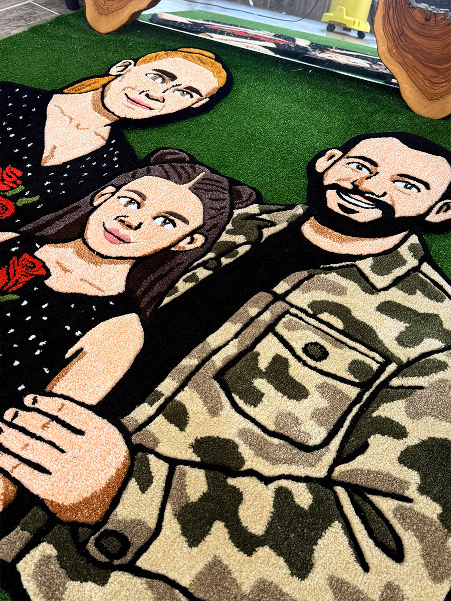 LARIA 3-Person Family Portrait | Custom Handmade Tufted Rug