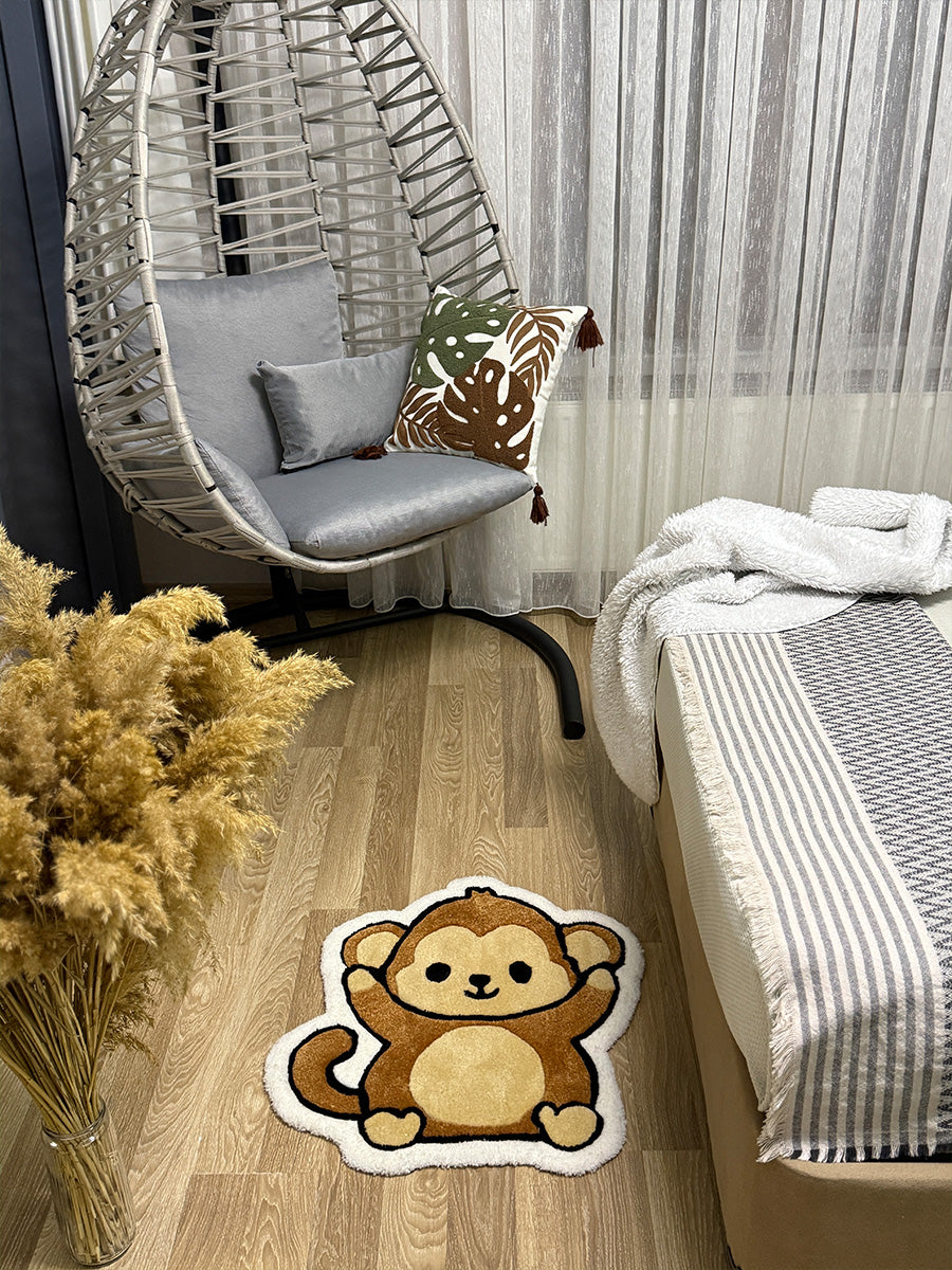 Maymun Halısı Sevimli Kilim Çocuk Odası Tufting Halı